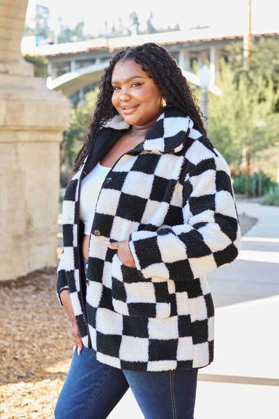 Checkered Button Front Coat